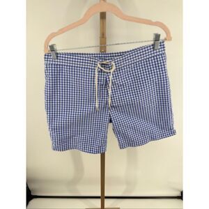 J. McLaughlin Mens Swim Trunks Gingham Size 32 Blue White